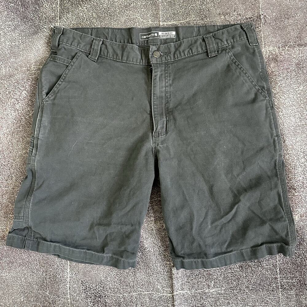 Men's Carhartt Rugged Flex 10" Relaxed Fit Gravel Gray Canvas Work Shorts Sz 38